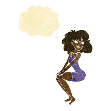 recommend clip art: cartoon sitting woman in dress with thought bubble