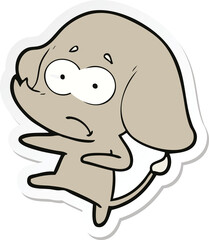sticker of a cartoon unsure elephant