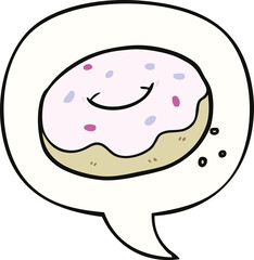 cartoon donut and sprinkles and speech bubble