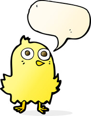 funny cartoon bird with speech bubble