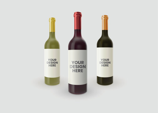 wine bottle mockup with white background