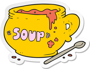 sticker of a cartoon bowl of soup