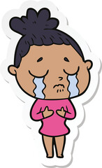 sticker of a cartoon crying woman