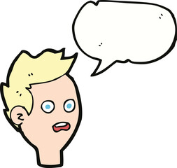 cartoon shocked man with speech bubble