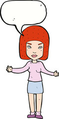 cartoon annoyed woman with speech bubble