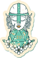 elf fighter with natural twenty dice roll illustration