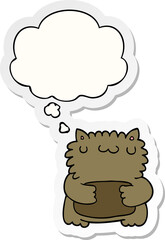 cartoon bear and thought bubble as a printed sticker