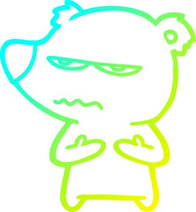 cold gradient line drawing annoyed bear cartoon