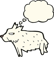 cartoon terrier with thought bubble