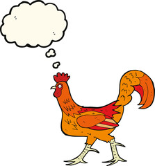 cartoon cockerel with thought bubble