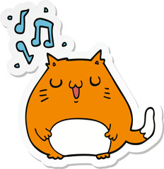 sticker of a cartoon cat singing