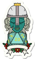 half orc fighter with natural twenty dice roll sticker