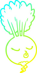 Fototapeta premium cold gradient line drawing cartoon root vegetable