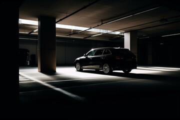 Fototapeta na wymiar car silhouette negative space inside found a car parking space, AI. Generative AI