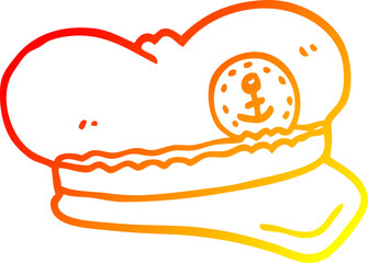 warm gradient line drawing cartoon sailor hat