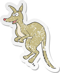 retro distressed sticker of a cartoon kangaroo