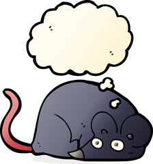 cartoon white mouse with thought bubble