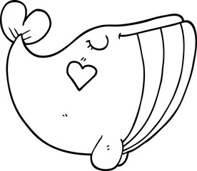 cartoon whale with love heart