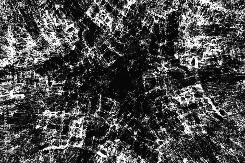 Aufkleber white pattern of crooked waves on a black background. abstract fractal 3d rendering