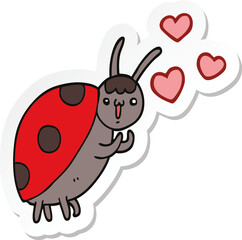 sticker of a cute cartoon ladybug in love