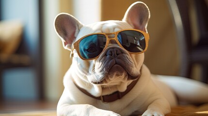 French bulldog with glasses Generative AI