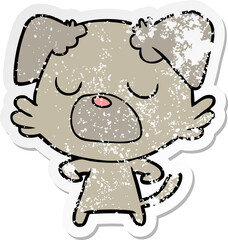 distressed sticker of a cartoon dog