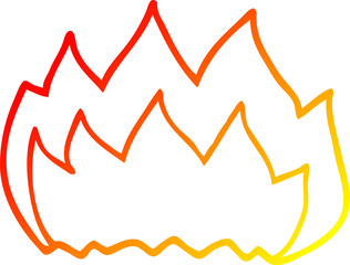 warm gradient line drawing cartoon gas flame