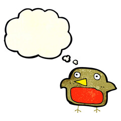 cartoon robin with thought bubble
