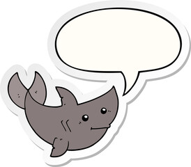 cartoon shark and speech bubble sticker