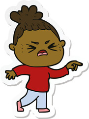 sticker of a cartoon angry woman