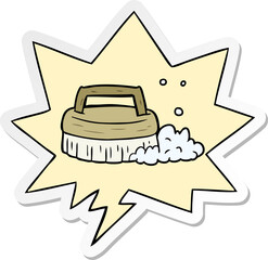 cartoon scrubbing brush and speech bubble sticker