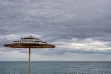 Rainy day on the beach sea ocean horizon