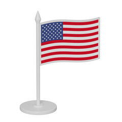 American Flag on Flagpole. Plastic toy. 3D rendering.