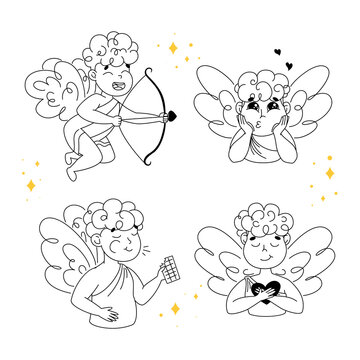 cupid with bow and arrow, angel with heart