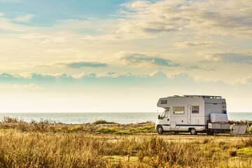 Caravan camping on seacoast