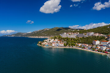 Fototapeta na wymiar NEUM, BOSNIA AND HERZEGOVINA, a seaside resort on the Adriatic Sea, is the only coastal access in Bosnia and Herzegovina. September 2020