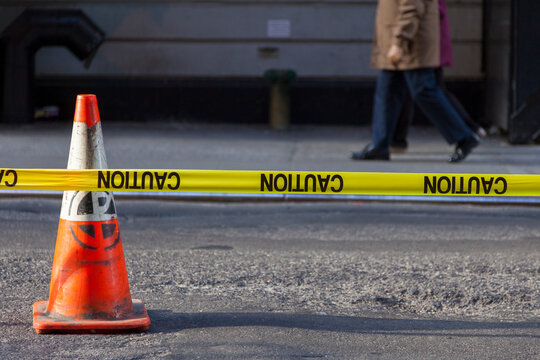 Caution tape on a roadside