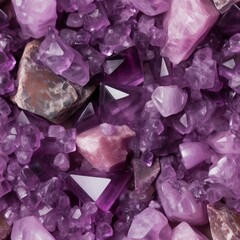 Fototapeta premium Seamless Purple Amethyst Crystals Pattern 
