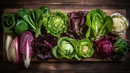 Fresh vegetables on a rustic wooden background. Generative AI
