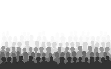Head silhouettes of men and women. Spectators, audience, beholder, viewer, onlooker
