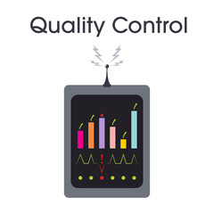 Quality control robot machine icon vector graphic illustration