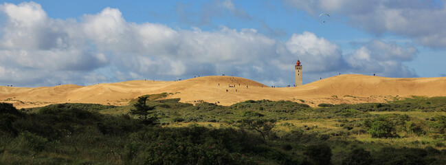 Unique sand dune Rubje Knude. Lighthouse.