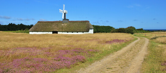 Traditional roof mill in the north of Denmark. Osterklit.