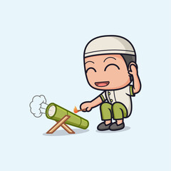 cute cartoon muslim boy character