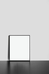 Poster Frame Mockup with White Wall Background