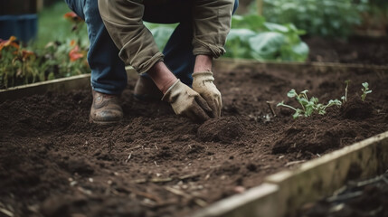 person planting a flower