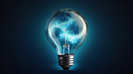 light bulb on blue background