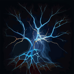 Neuron multicolor vector illustration on black background