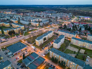 Naklejka premium View at Pabianice city from a drone 