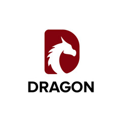 D letter dragon head logo design